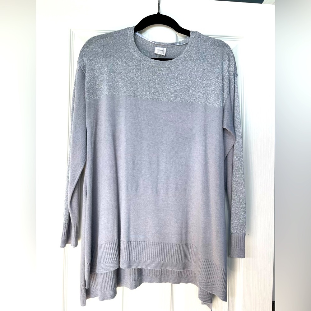 Light grey and silver tunic sweater